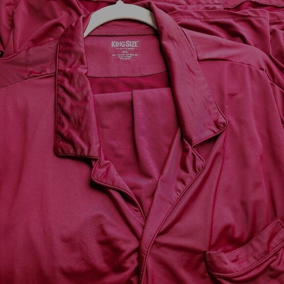 Men's Luxurious Silky Cranberry Red Pajama Set VINTAGE VIBE - 2XL KING SIZE - Picture 2 of 6